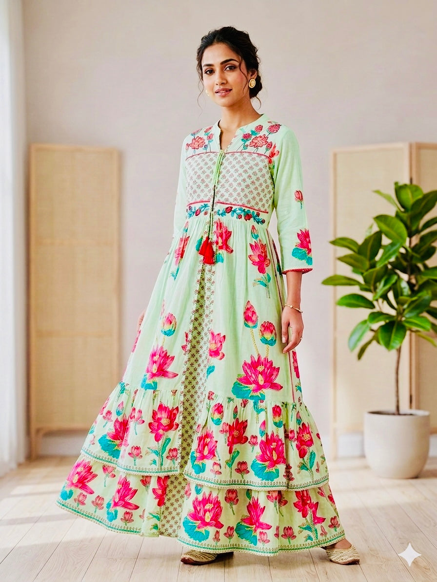 The Mint Lotus Fusion A-Line Frock