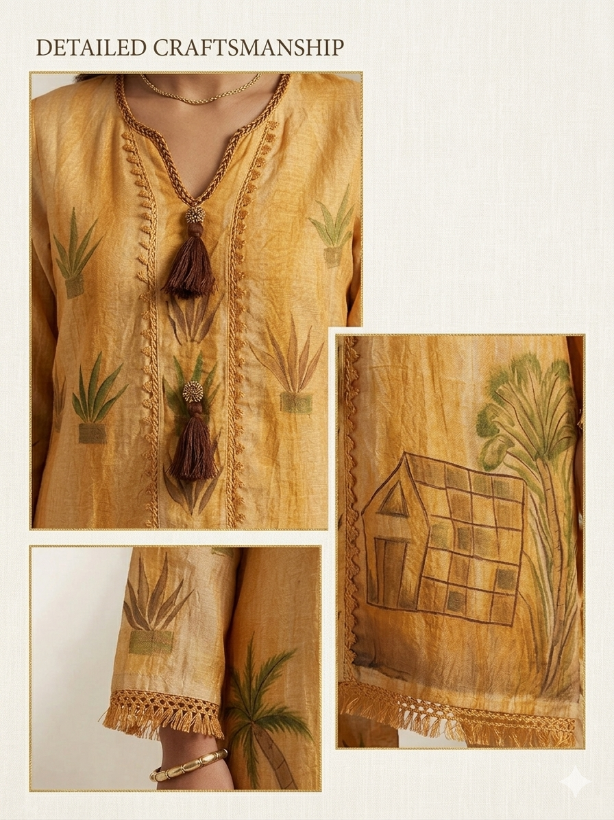 Saffron Harvest Hand-Painted Co-Ord Set