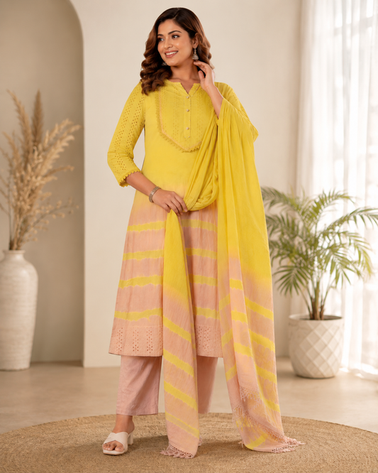 Sunshine Yellow  Kurta Set with Dupatta