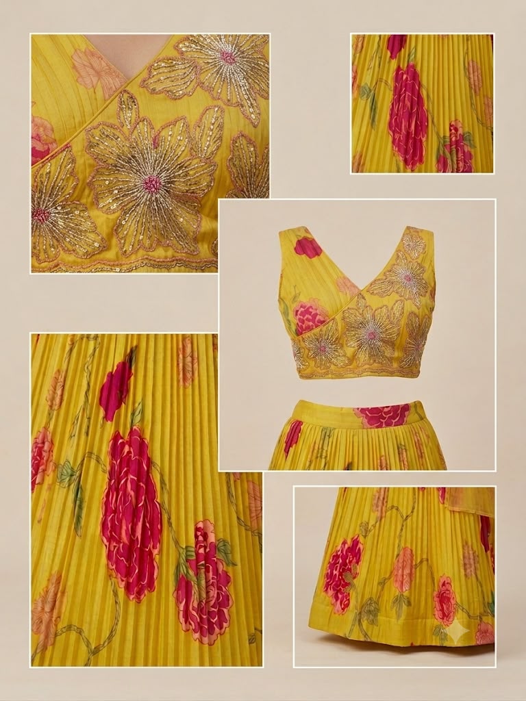 Sunshine Bloom Embroidered Floral Lehenga